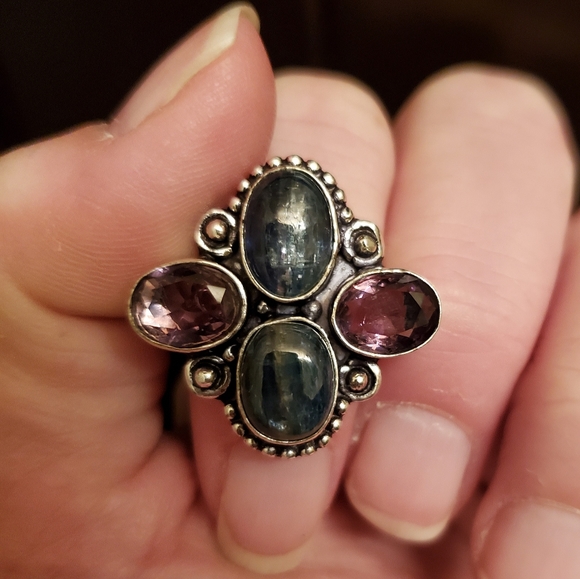 ***Sale*** New Blue Kyanite & Amethyst 925 Silver Ring. - Picture 6 of 10